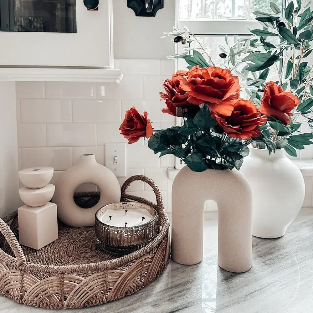 12pc Terracotta Sunset vintage antique rose stems romantic boho shelf decor